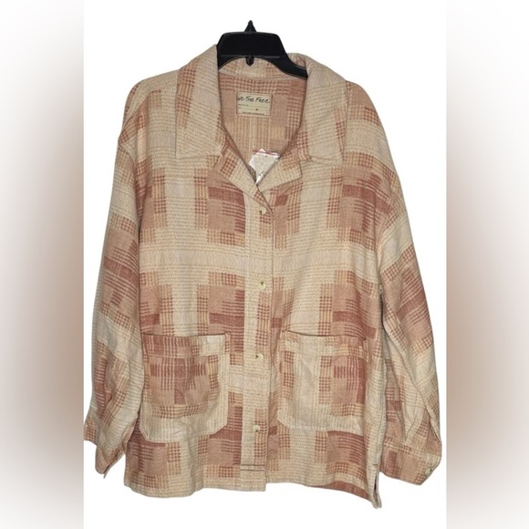 NWT Free People S We the Free Keep it Cozy Shirt in Berry Combo New $168 retail - Picture 7 of 8